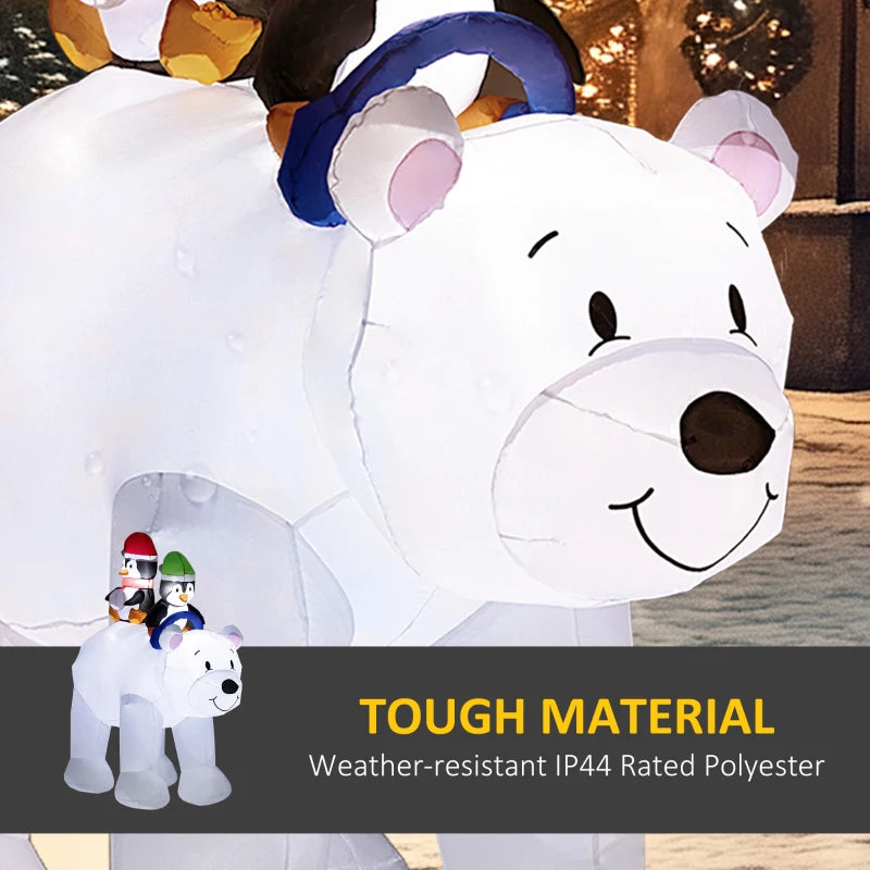 6.4ft Inflatable Polar Bear & Penguin Christmas Decoration - Festive Holiday Yard Inflatable for Outdoor Display