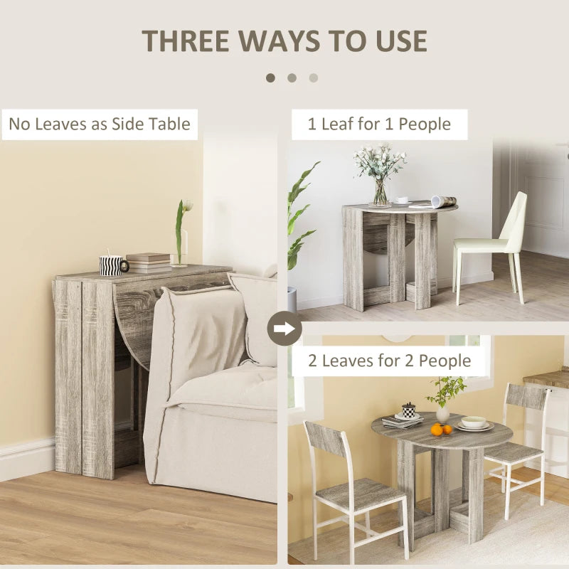 Space-Saving Drop Leaf Folding Dining Table for Small Spaces - Stylish Grey Kitchen & Dining Room Furniture