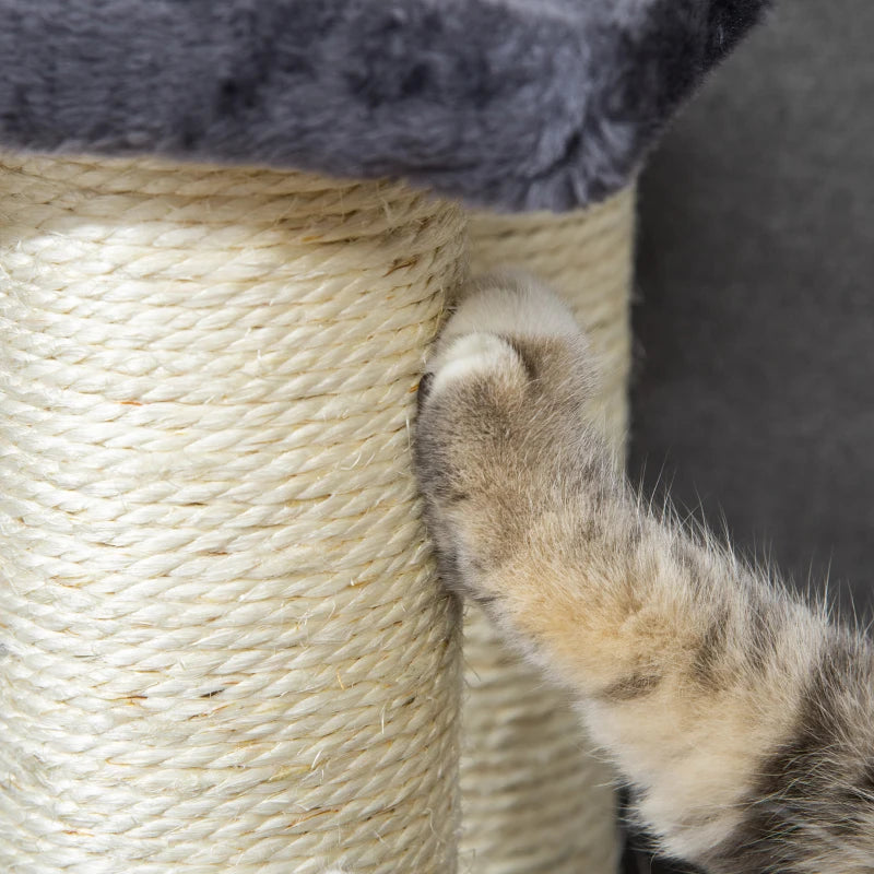 4-Step Dog Steps for Bed - Pet Stairs & Cat Ladder - Grey Scratch Post Design for Easy Access