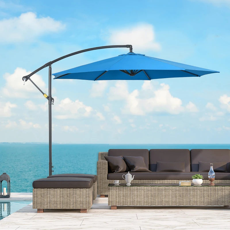Blue 3m Offset Cantilever Parasol with Cross Base