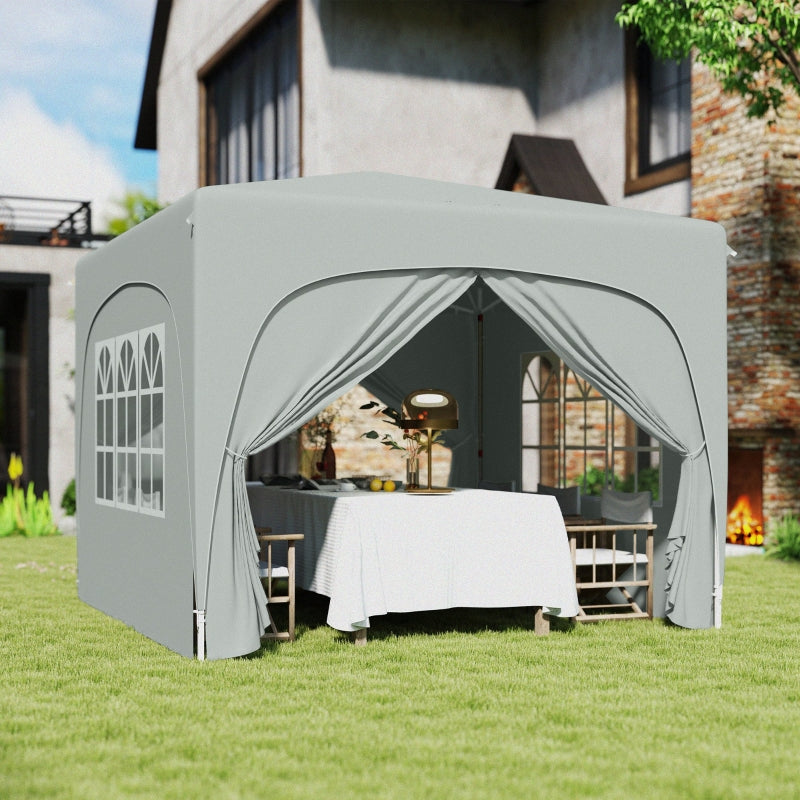 Light Grey 3x3m Pop-Up Gazebo with Accessories