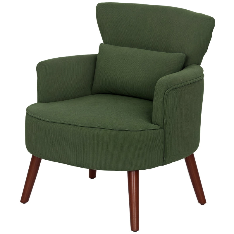 Green Corduroy Retro Accent Chair for Stylish Living Room Decor
