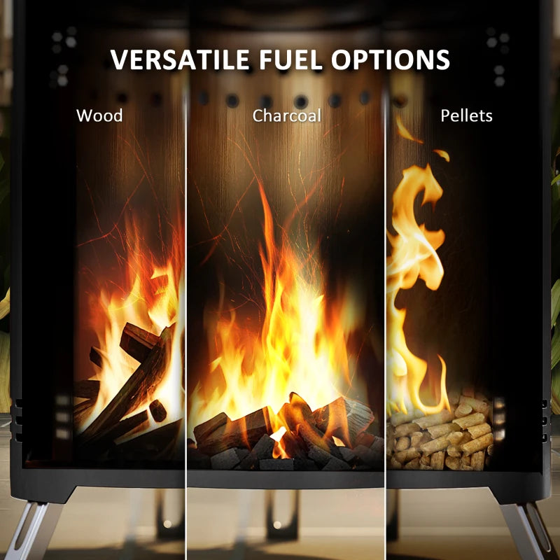 Portable Smokeless Fire Pit - 16x16cm Stainless Steel Wood Burning Tabletop Fire Pit for Garden & Camping - Black