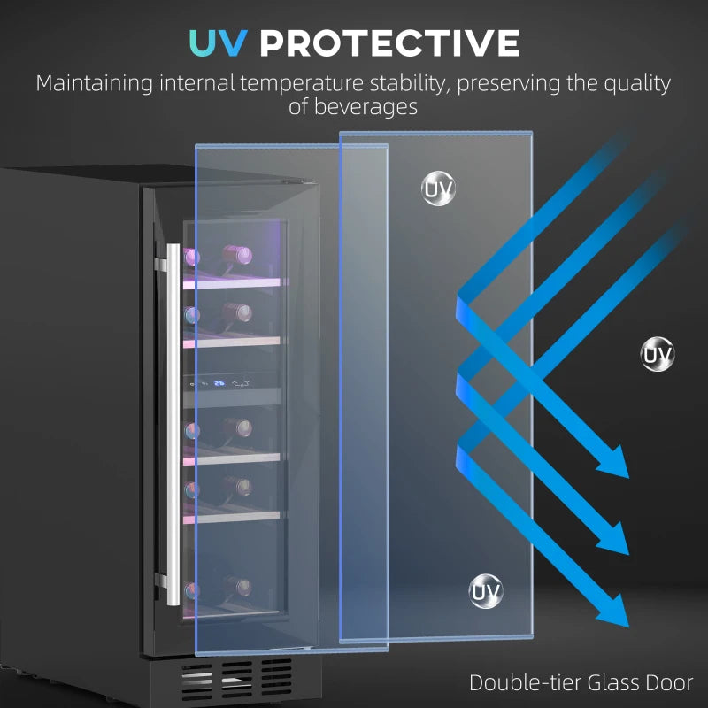 16 Bottle Dual Zone Wine Fridge - Black | Adjustable Temperature 5-18°C | Perfect for Wine Lovers & Collectors