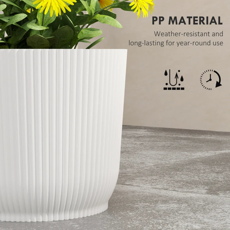 Set of Two 22cm White Planters - Stylish Indoor/Outdoor Flower Pots