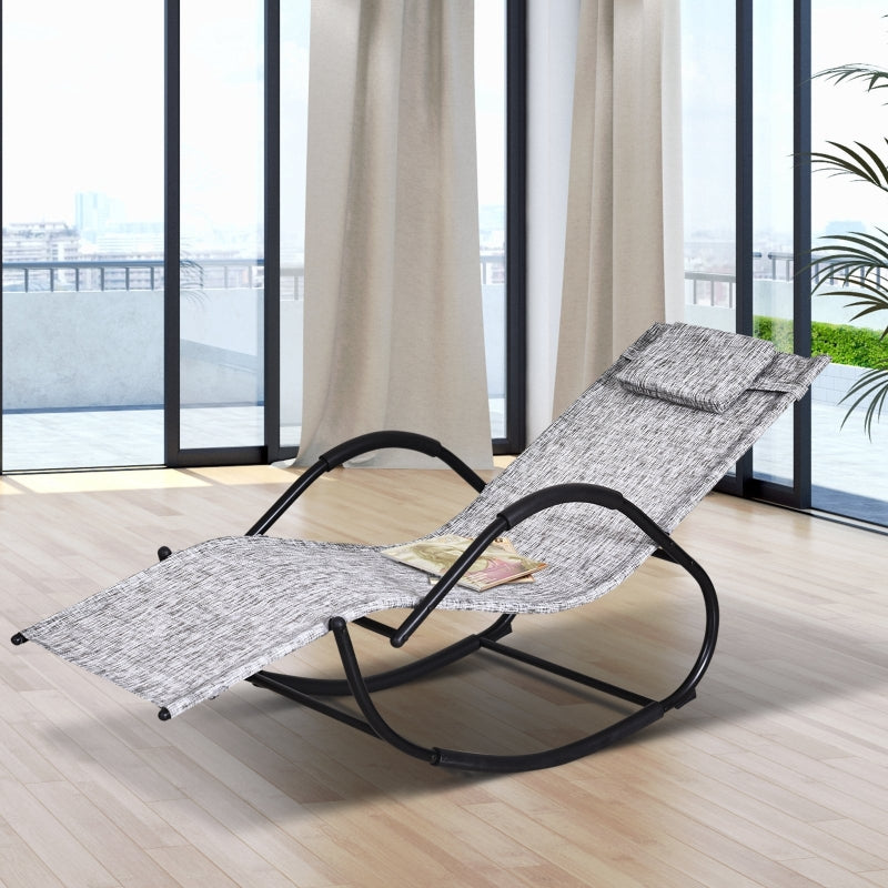 Grey Zero Gravity Rocking Lounge Chair with Pillow