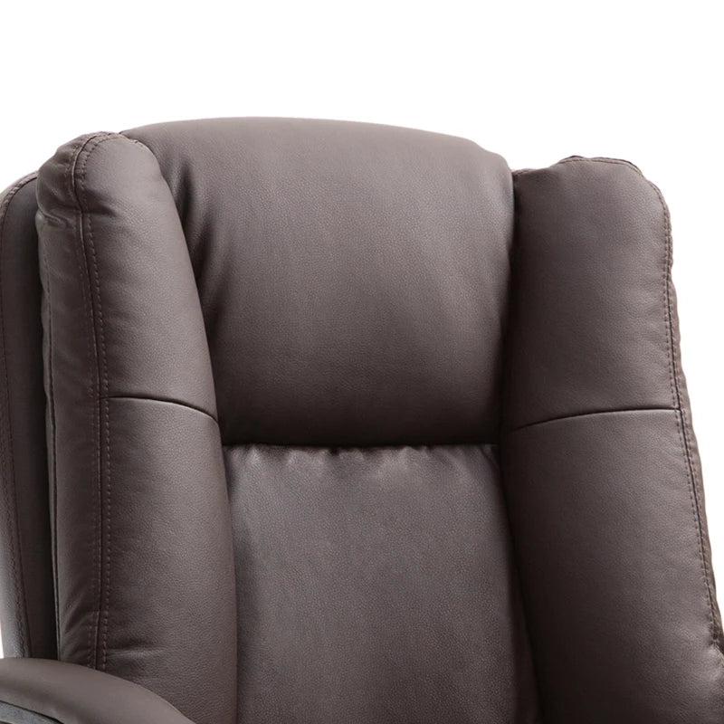 Brown PU Leather Mid Back Office Chair - Adjustable Height, Swivel Rolling Wheels - Ideal for Home Study & Computer Desk