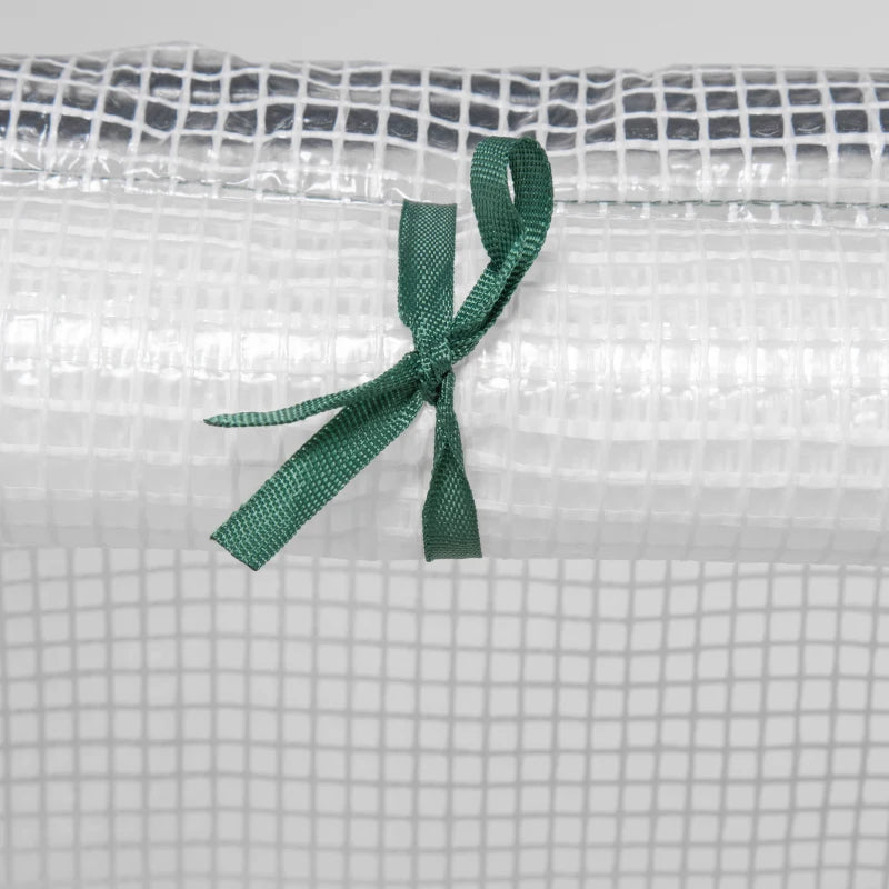 Compact Green Steel Frame Greenhouse with Zippered Window, 180 x 90 x 90 cm, White