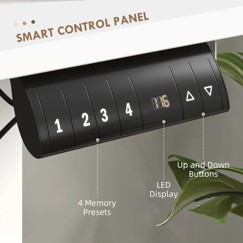 Vinsetto Adjustable Electric Standing Desk 72-116cm, 120x60cm White Tabletop - Ergonomic Home Office Solution