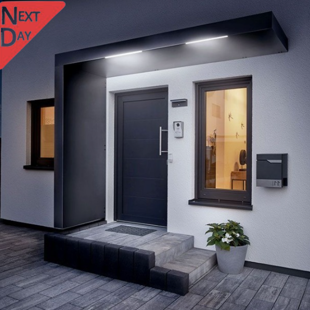 250x90cm Aluminium Canopy With LED Light Strip & Side Panel - Anthracite Grey (Left or Right)