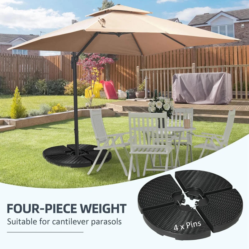 Black Fillable Cantilever Parasol Weight Set - 52kg