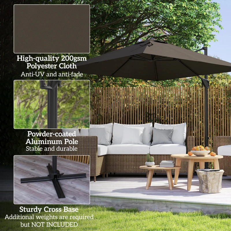 Tan Patio Offset Parasol Umbrella - Outdoor Sunshade for Garden, Deck, and Patio