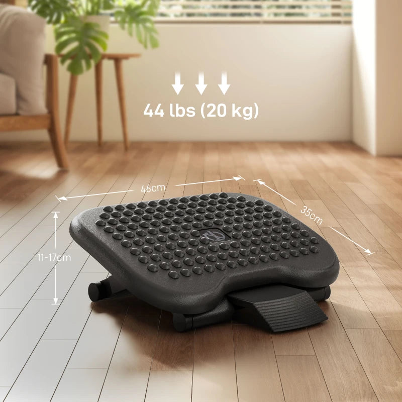 Adjustable Height & Angle Footrest - Ergonomic Tilting Platform for Home Office - Black Foot Rest for Comfort & Support