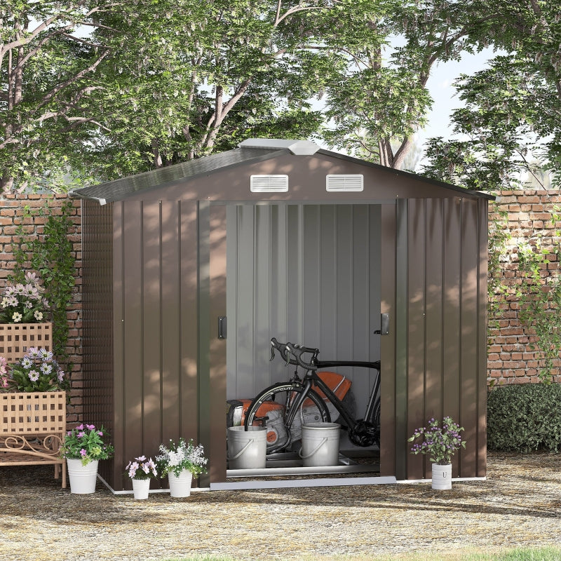 7ft x 4ft Brown Metal Shed