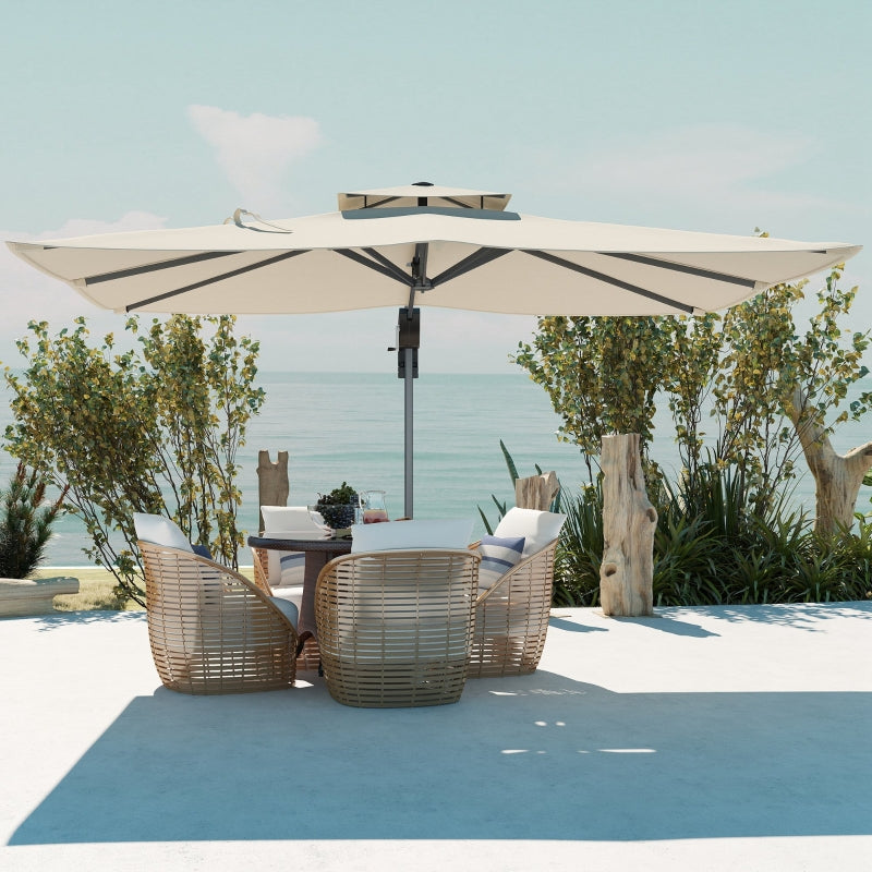 3.7m x 2.7m Cantilever Parasol Umbrella with 360° Rotation, Easy Tilt, UPF50+ Grey