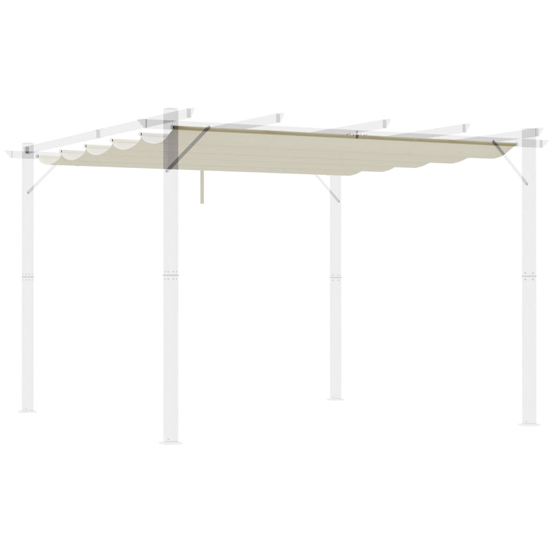 Retractable Pergola Shade Cover - Replacement Canopy Fabric for 3m x 3m Gazebo - Cream White