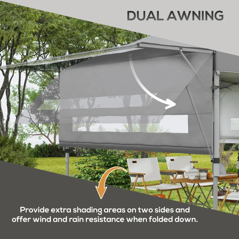 Adjustable 5x3m Pop-Up Gazebo Set - Grey