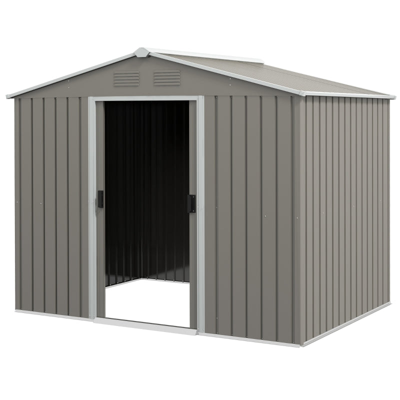 Light Grey 8ft x 6ft Metal Storage Shed