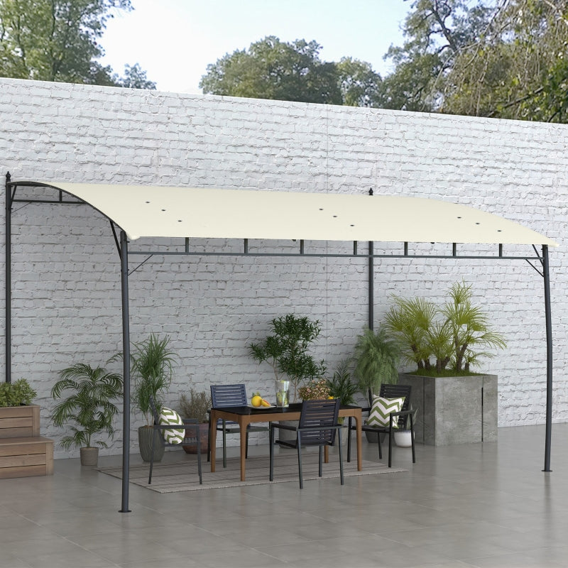 3m x 4m Cream Metal Frame Pergola - Outdoor Garden Canopy