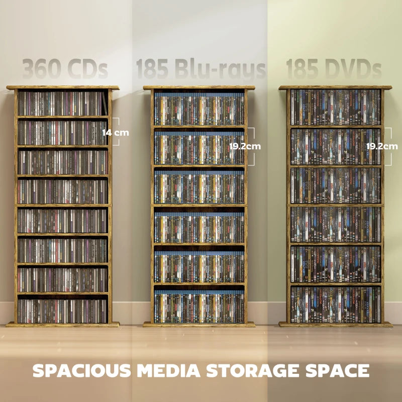 Rustic Brown 360 CD Storage Unit - Stylish Media Organizer for CDs, DVDs, and Games - Space-Saving Design