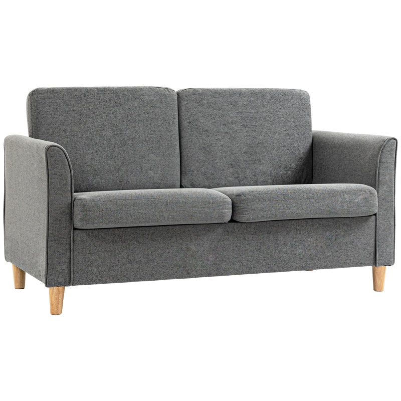 Modern Compact Loveseat Sofa for Living Room with Wooden Legs and Armrests in Grey