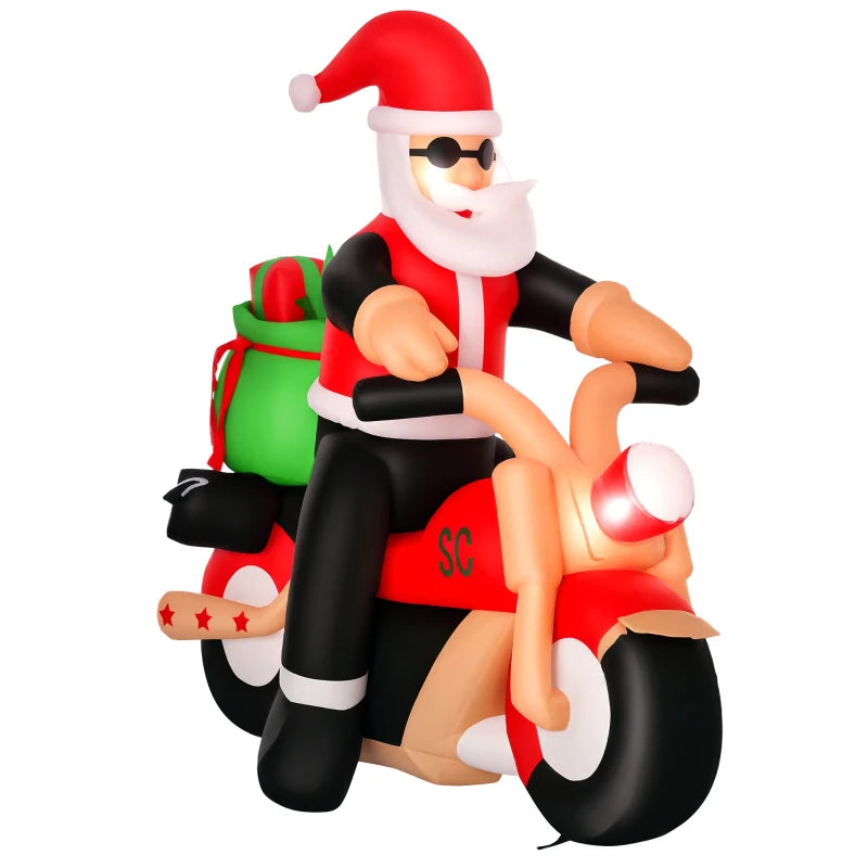5.5ft Inflatable Santa Claus on Motorcycle - Christmas Blow Up Yard Decoration for Festive Garden Décor