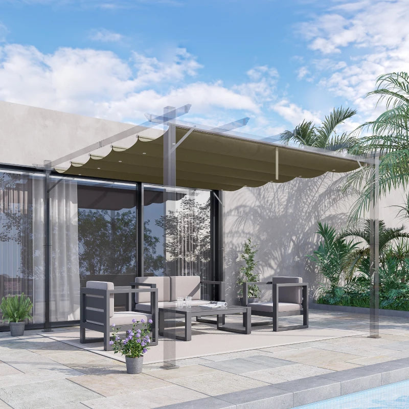 Tan Retractable Pergola Canopy for 3x3m Gazebo