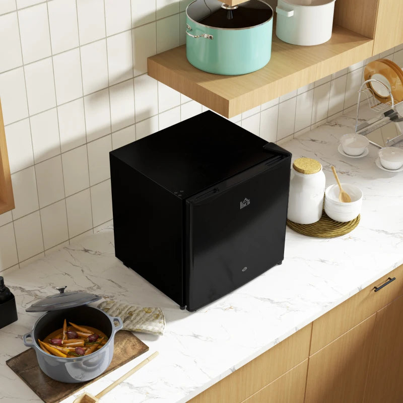 46L Lockable Countertop Fridge - Black Mini Refrigerator for Home, Office, or Dorm - Compact & Secure Storage Solution