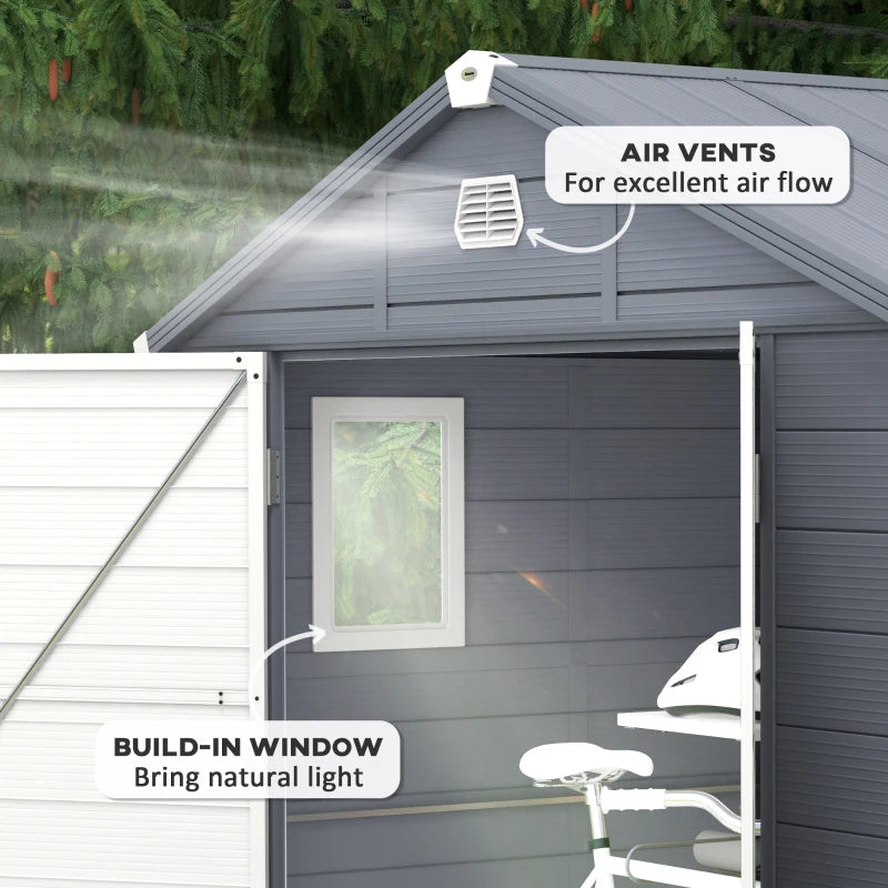 7.9ft x 6.2ft Aluminium Frame and Plastic Wall Shed With Foundation