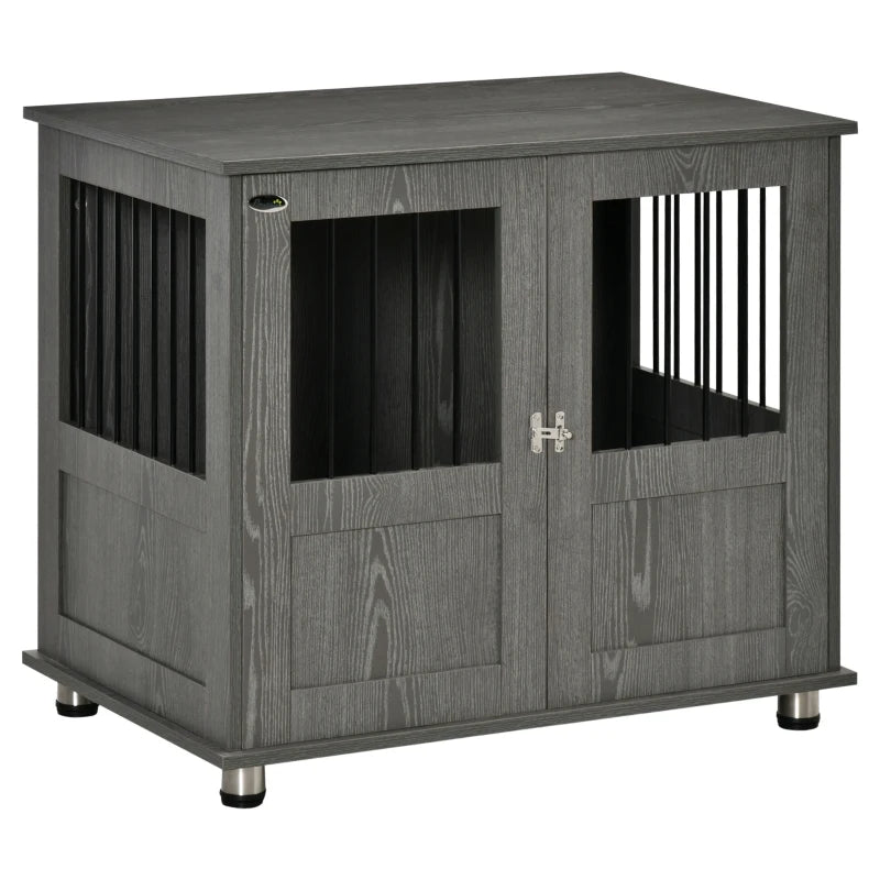 Dog Crate Table for Medium & Large Dogs - Indoor Use, Magnetic Door, 85x55x75 cm, Stylish Grey Design