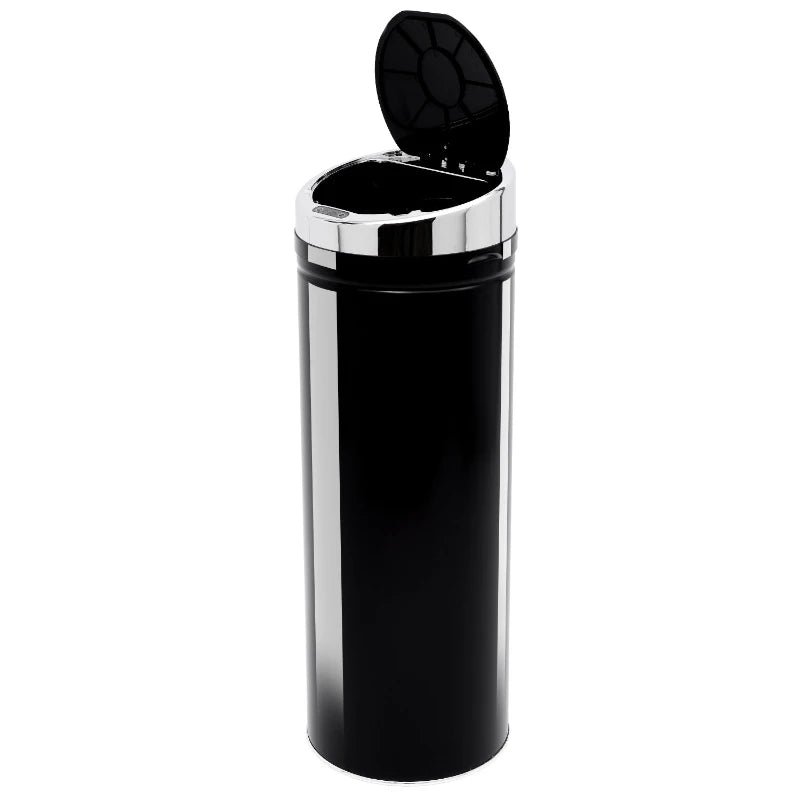 50L Touchless Sensor Bin with Soft-Close Lid - Stainless Steel, Fingerprint Resistant, Hygienic Rubbish Bin for Kitchen & Office, Black