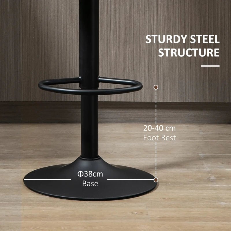 Adjustable Brown Breakfast Bar Stools Set of 2 with Curved Back 62-82cm for Kitchen, Bar, Cafe