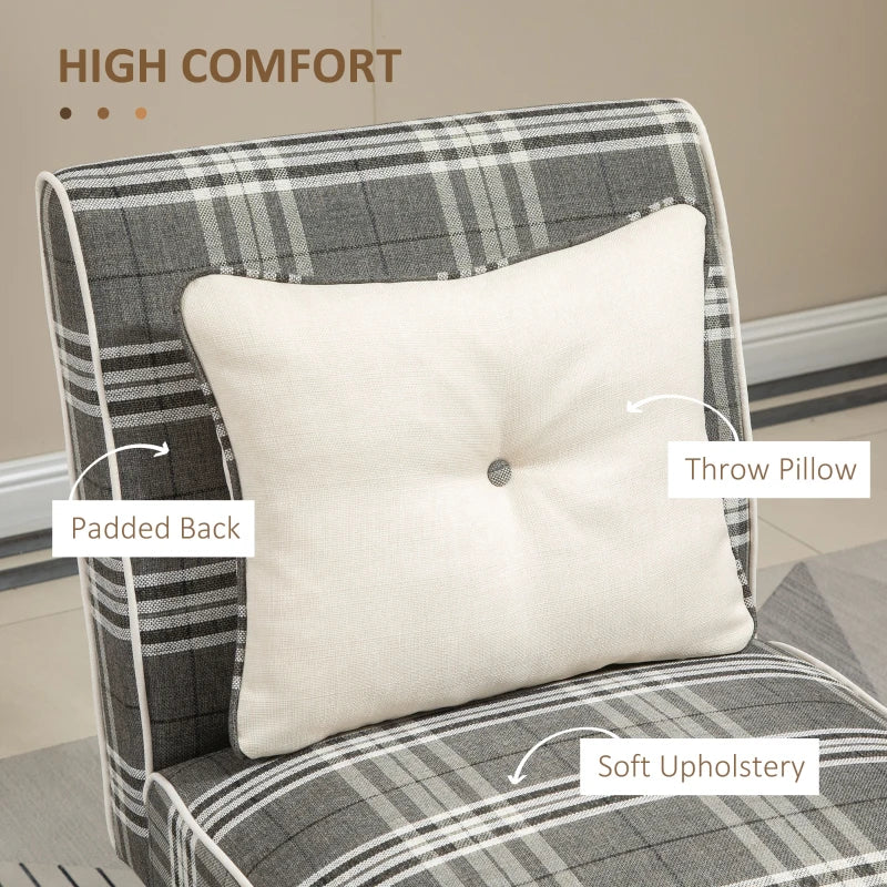 Modern Dining Chairs Set of 2 - Stylish Accent Chairs with Patterned Upholstery & Rubber Wood Legs for Kitchen & Living Room, Grey