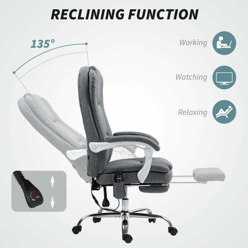 Ergonomic Six-Point Office Massage Chair with Heat - Stylish Grey Design for Ultimate Comfort and Relaxation