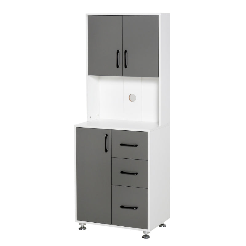 Modern Grey Kitchen Cupboard with Storage Cabinets, 3 Drawers & Open Countertop - Stylish Living Room Furniture