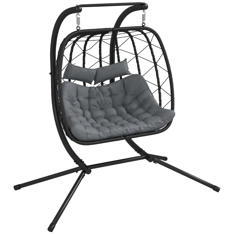 Black Steel Frame Hanging Egg Chair for Two