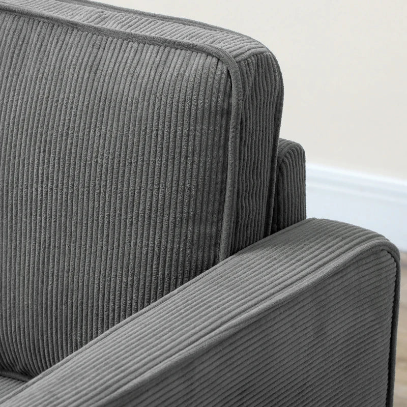Small Grey Corduroy Two-Seater Sofa for Compact Living Spaces