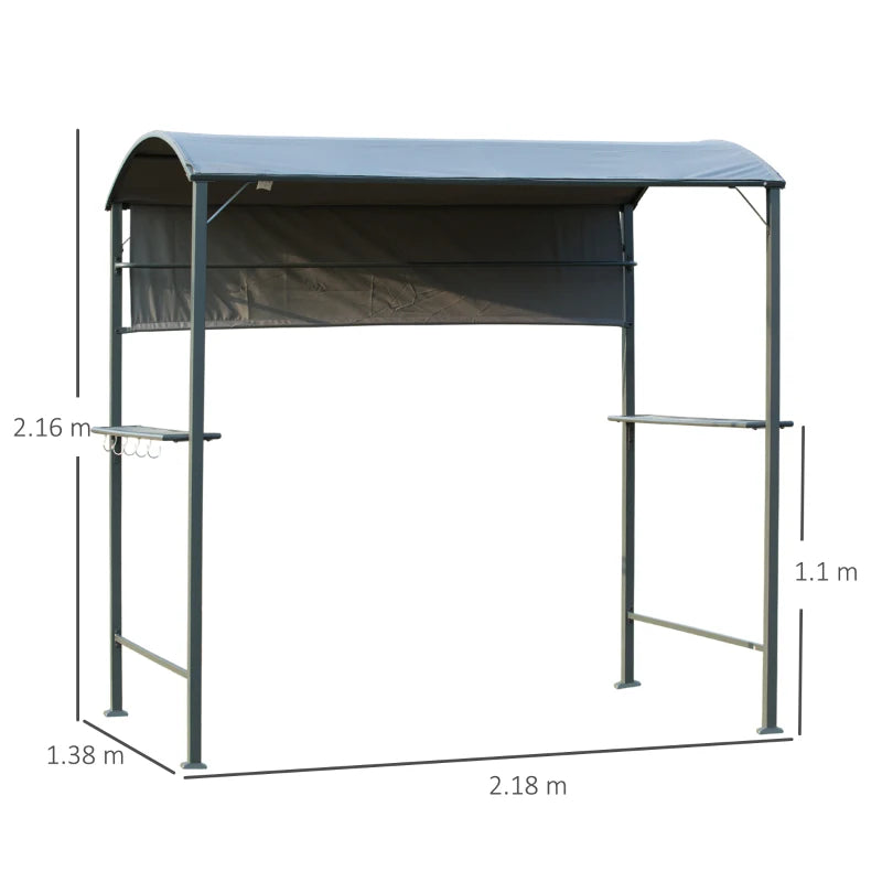 2.2m x 1.4m Black BBQ Grill Gazebo with Shelves and Hooks