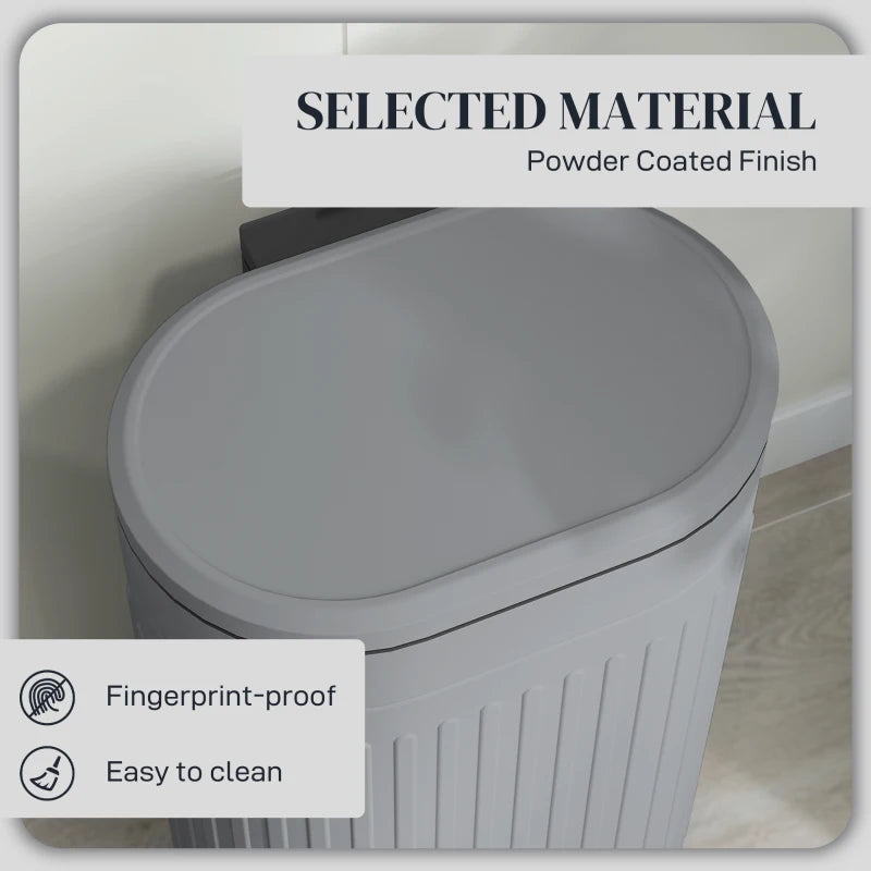 30L Grey Metal Kitchen Bin with Soft-Close Lid - Stylish and Durable Waste Container for Home and Office
