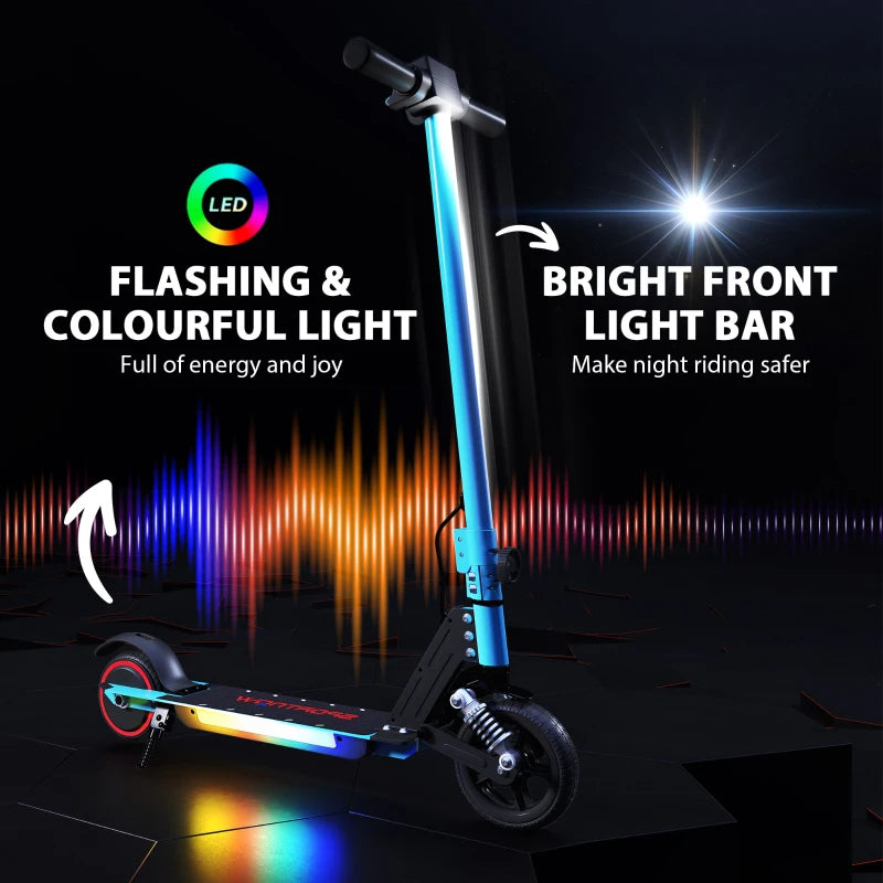 Folding Electric Scooter for Kids with Dual Brakes Front Suspension and LED Lights Blue