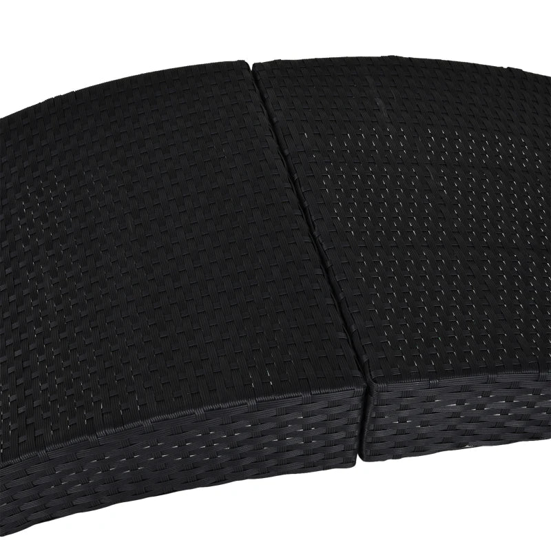 Black Foldable Rattan Sun Lounger with Cushion