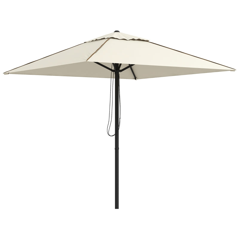 Square Beige/Brown Canopy Parasol with Contrast Piping - 215cm
