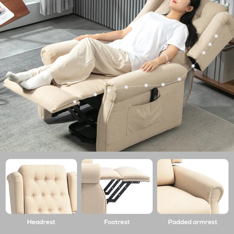 Beige 45° Lifting Riser Recliner Armchair for Comfort and Support