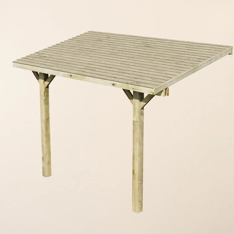 Wooden Lean-To Gazebo with Treated Featheredge Roof - Pressure-Treated Garden Structure