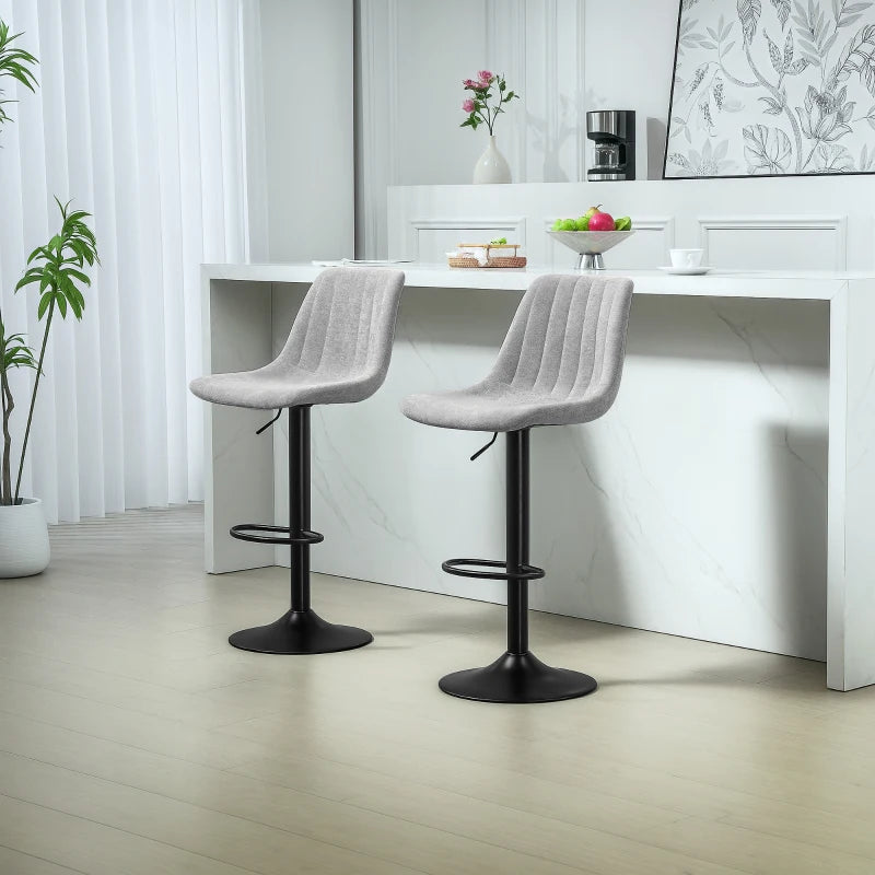 Set of 2 Grey Chenille-Feel Tub Bat Stools - Stylish, Comfortable, and Durable Bathroom Seating