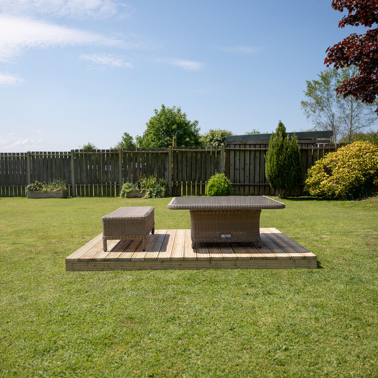 Pressure-Treated Redwood Decking Kit – Scandinavian Timber, Multiple Sizes, Complete DIY Garden Decking Solution with Joists & Fixings