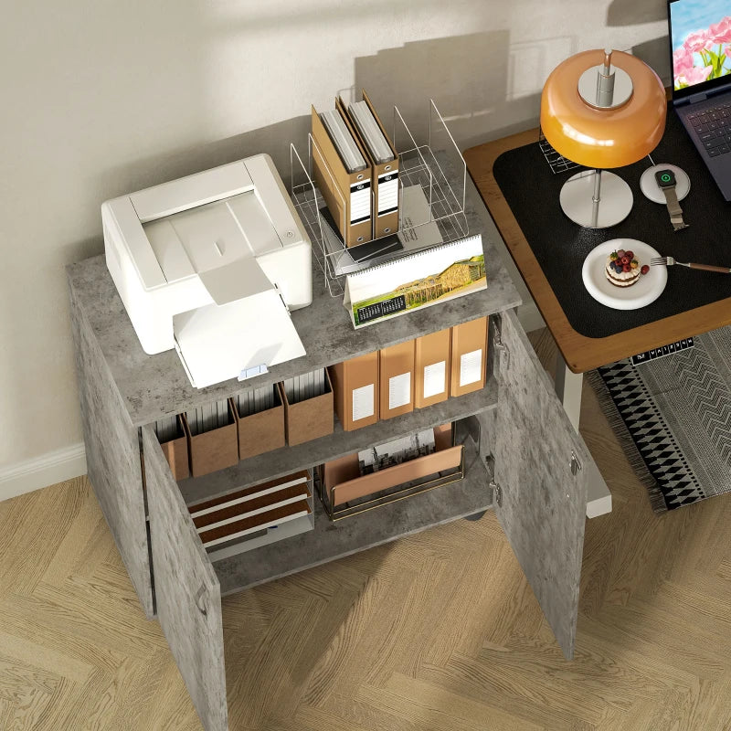 Vinsetto Two-Tier Locking Office Storage Cabinet - Stylish Grey Organizer for Secure Document and Supply Storage