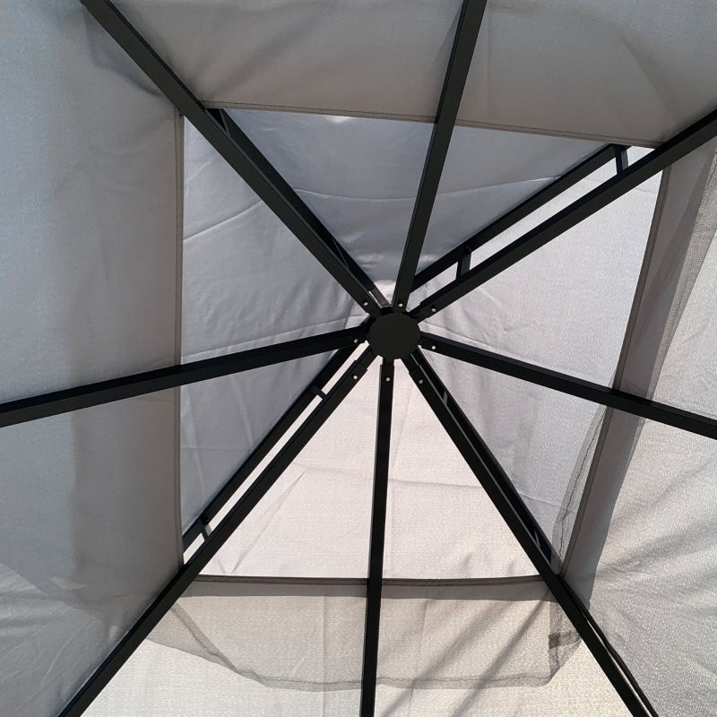 Grey 4m x 3.35m Gazebo With 2 Tier Roof