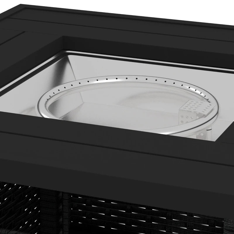 50,000 BTU Black Fire Pit Table with Cover - 72.5 x 72.5cm Outdoor Heating Solution