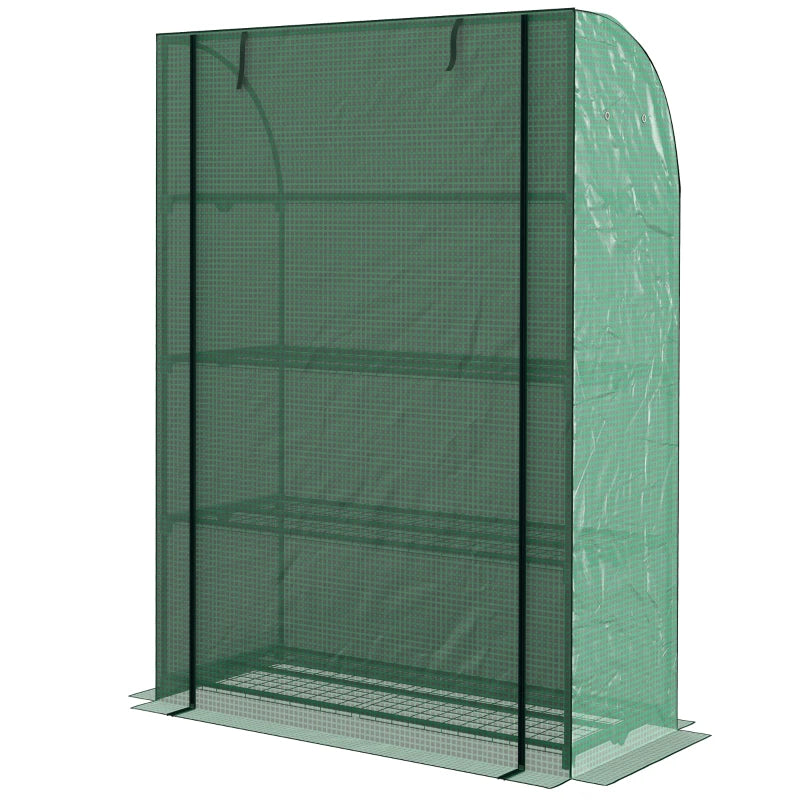 Portable Green 4-Tier Mini Greenhouse with Roll-Up Door, 170x120x50cm
